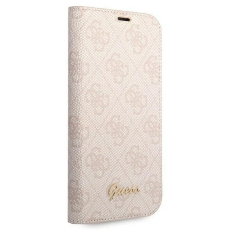 Оригинален тефтер Guess 4G Vintage Gold Logo, За iPhone 14 Pro Max (6.7), Розов