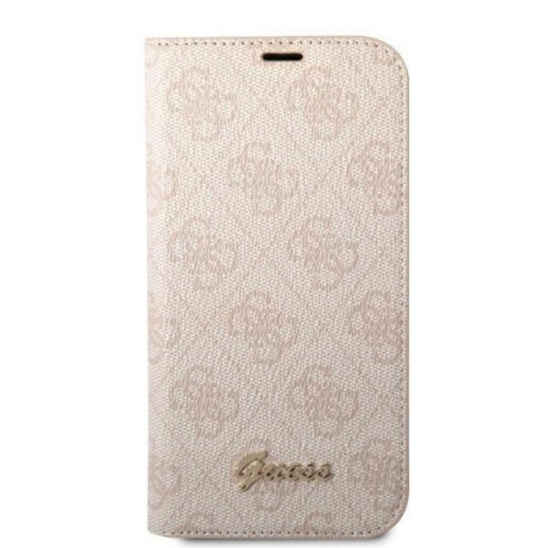 Оригинален тефтер Guess 4G Vintage Gold Logo, За iPhone 14 Pro Max (6.7), Розов
