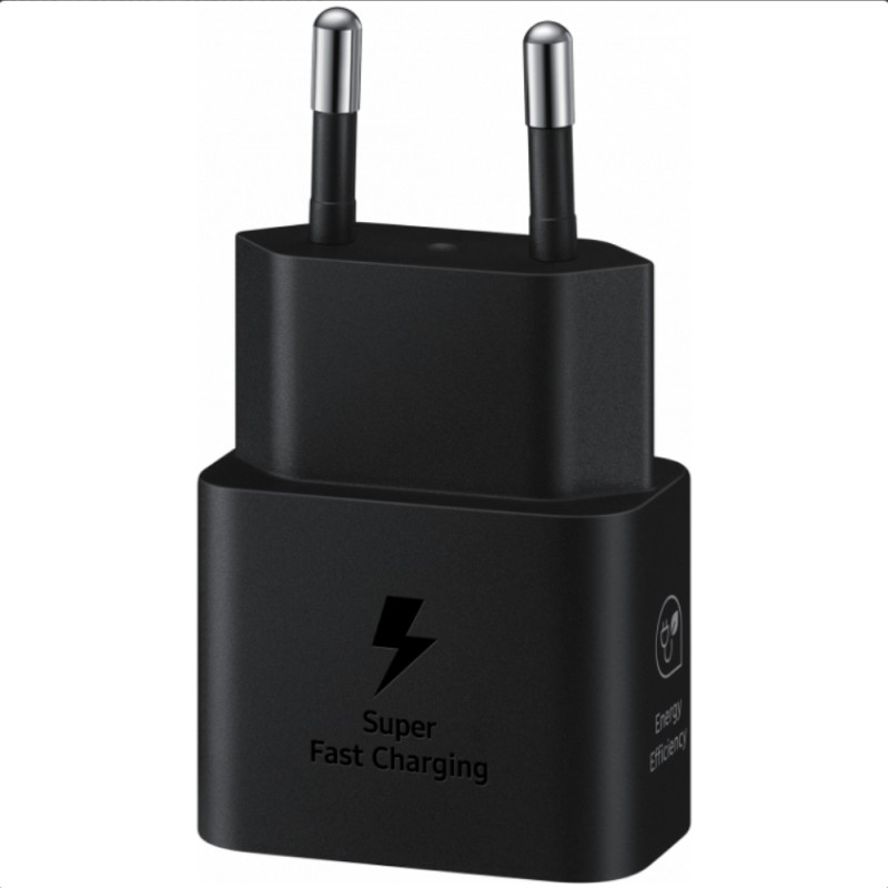 Оригинално мрежово зарядно устройство комплект Samsung EP-T2510XBEGEU, 25W, 3A, 1 x USB-C, с USB-C кабел, Черно