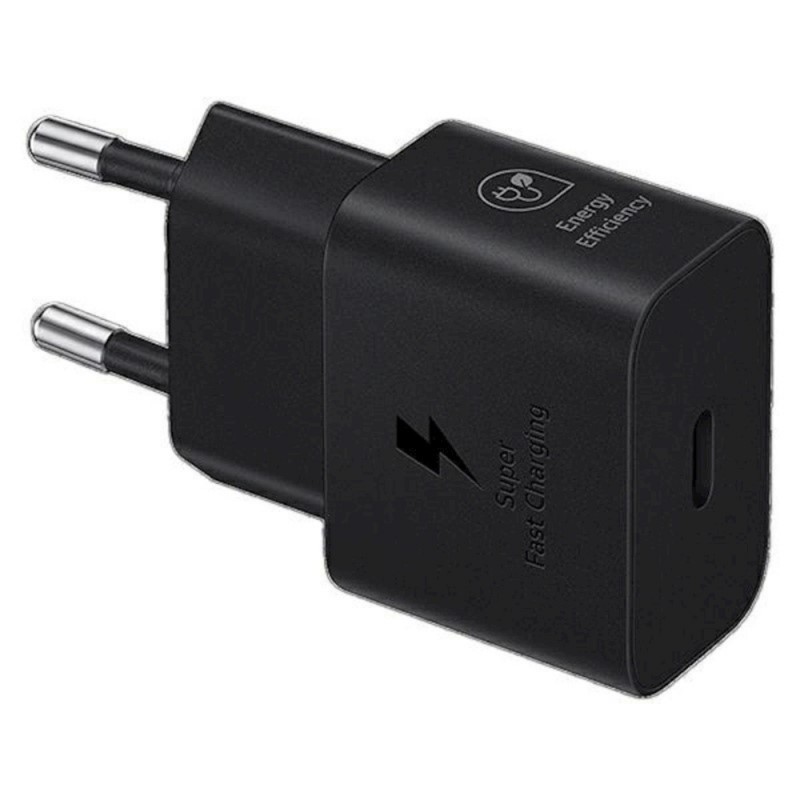 Оригинално мрежово зарядно устройство преходник адаптер Samsung EP-T2510NBEGEU 25W, 3A, Type C, 220V Super Fast Charging в кутия, Черен
