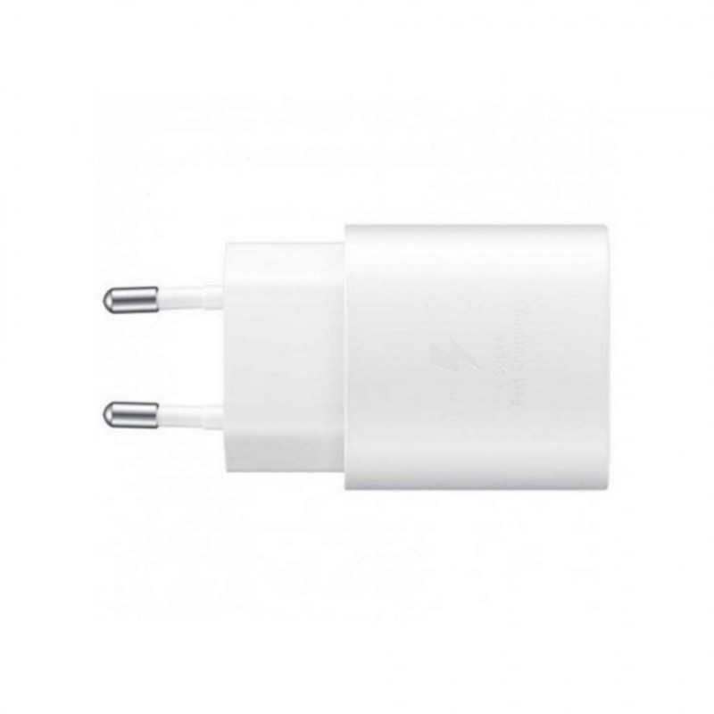 Оригинално мрежово зарядно устройство преходник адаптер Samsung EP-TA800NWE 25W Type C, 220V Super Fast Charging в плик, Бял