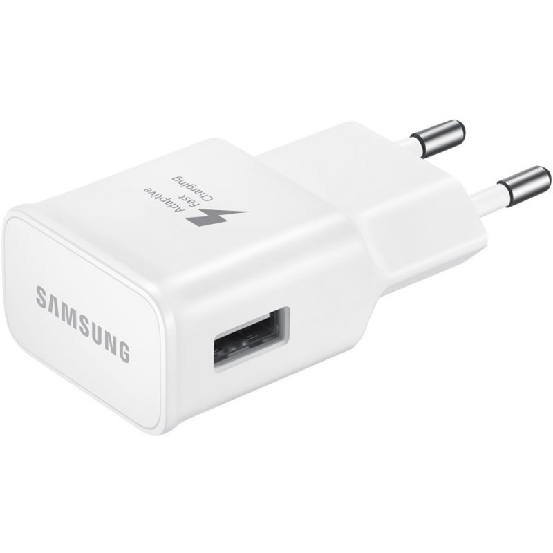 Оригинално мрежово зарядно устройство преходник адаптер Samsung TA200NWE 15W USB, 220V Fast Charging в плик, Бял