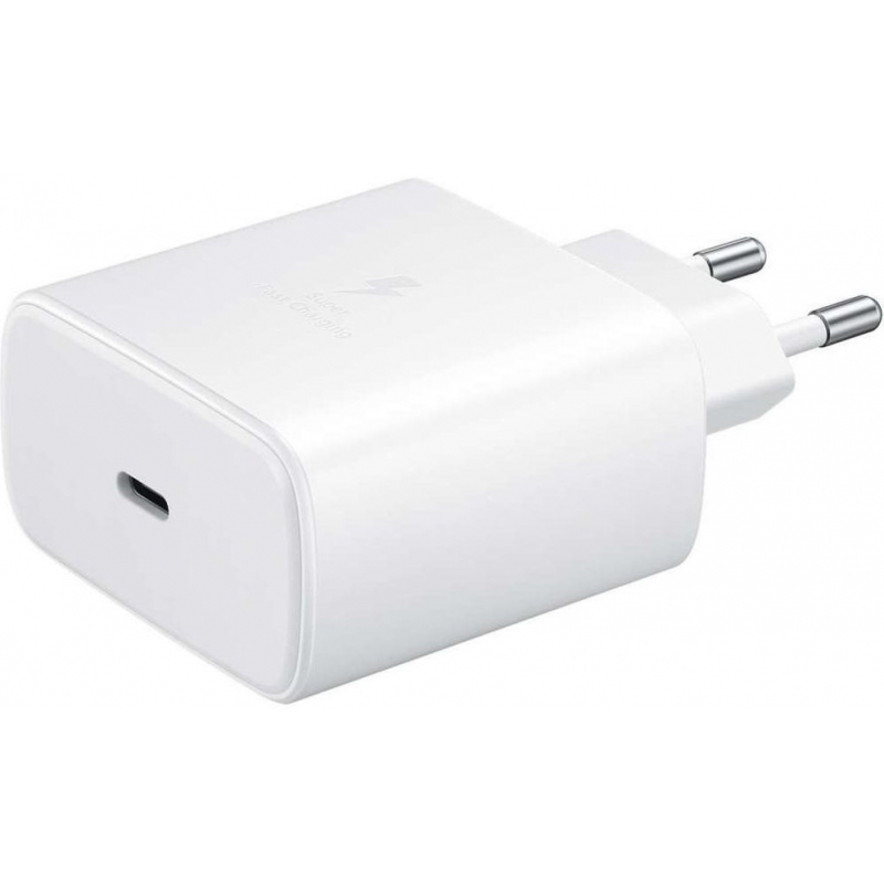 Оригинално мрежово зарядно устройство преходник адаптер Samsung EP-TA845 45W Type C, 220V Super Fast Charging в плик, Бял