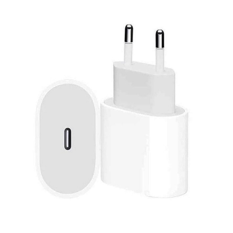 Оригинално мрежово зарядно устройство преходник адаптер Apple MHJE3ZM/A 20W Type C в кутия, 220V, Бял