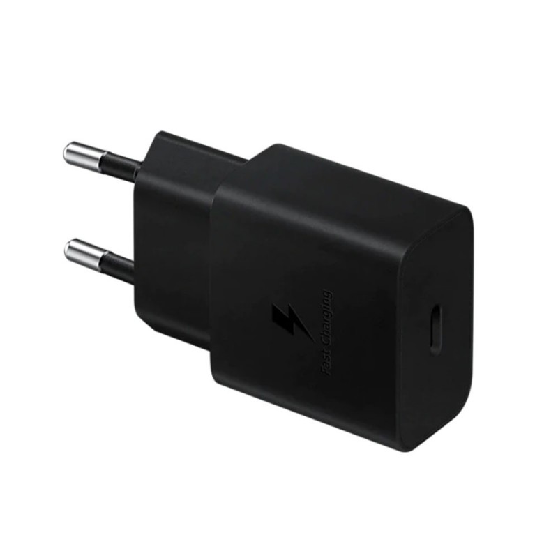 Оригинално мрежово зарядно устройство комплект Samsung EP-T1510XBEGEU с кабел 15W Type C, 220V Super Fast Charging в кутия, Черно