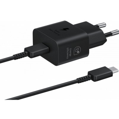 Оригинално зарядно устройство комплект Samsung EP-T2510XBEGEU, 25W, 3A, 1x USB-C, с USB-C кабел, Черно