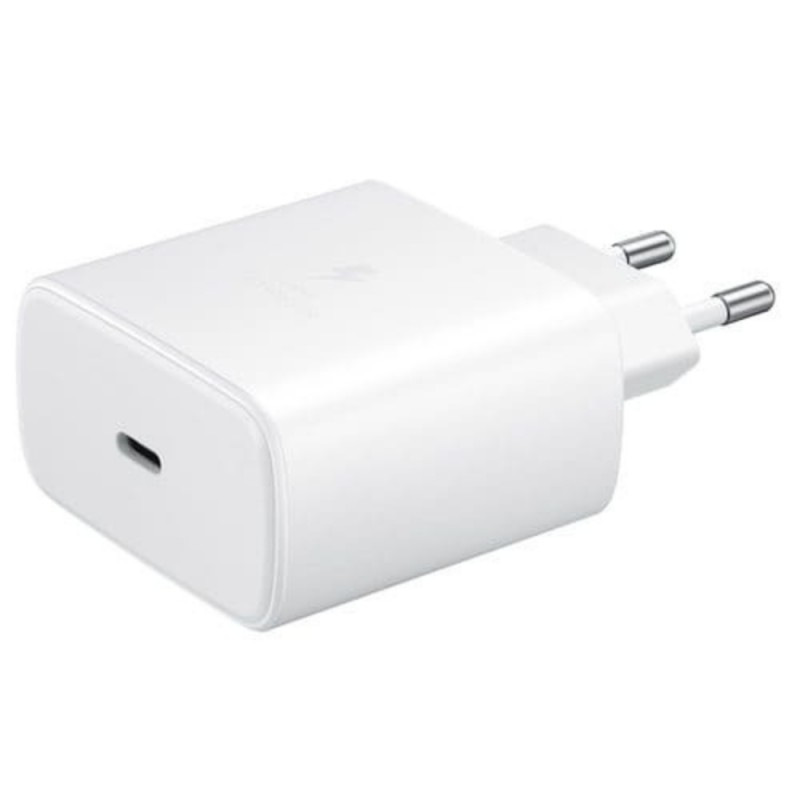 Оригинално мрежово зарядно устройство комплект Samsung EP-TA845 45W с кабел Type C, 220V Super Fast Charging в плик, Бяло