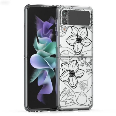 Пластмасов кейс FNX Premium Design, За Samsung Galaxy Z Flip3 5G, Многоцветен, Черни цветя