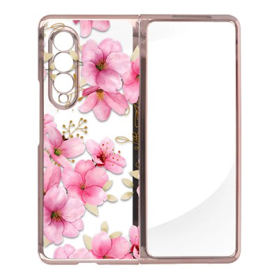Пластмасов кейс FNX Premium Design, За Samsung Galaxy Z Fold3 5G, Многоцветен, Розови цветя