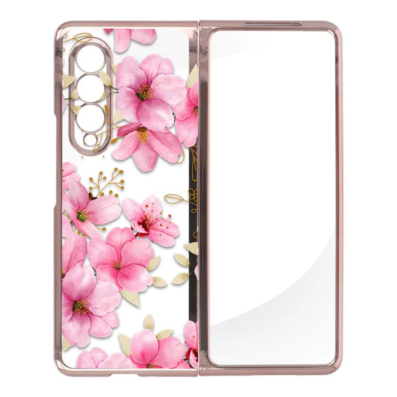 Пластмасов кейс FNX Premium Design, За Samsung Galaxy Z Fold3 5G, Многоцветен, Розови цветя