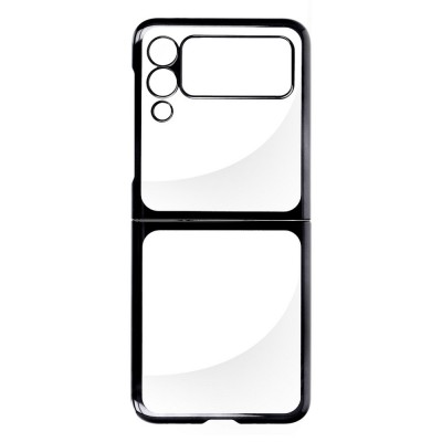 Пластмасов прозрачен кейс MBX с кант, За Samsung Galaxy Z Flip3 5G, Черен