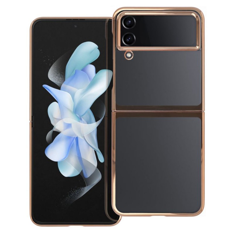 Пластмасов прозрачен кейс MBX с кант, За Samsung Galaxy Z Flip4 5G, Розово-златен