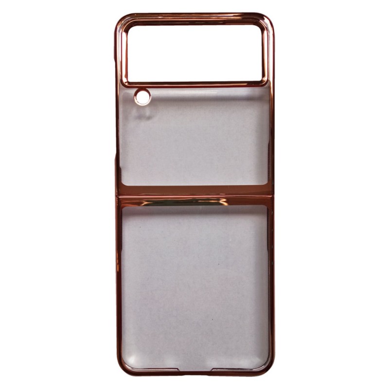 Пластмасов прозрачен кейс MBX с кант, За Samsung Galaxy Z Flip4 5G, Розово-златен