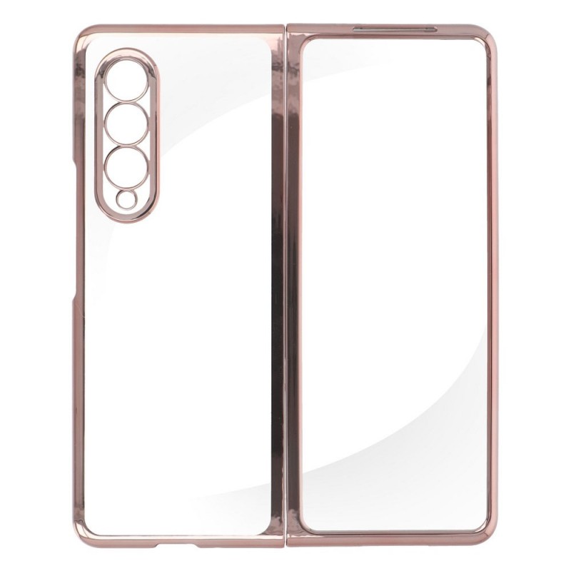 Пластмасов прозрачен кейс MBX с кант, За Samsung Galaxy Z Fold3 5G, Розово-златен