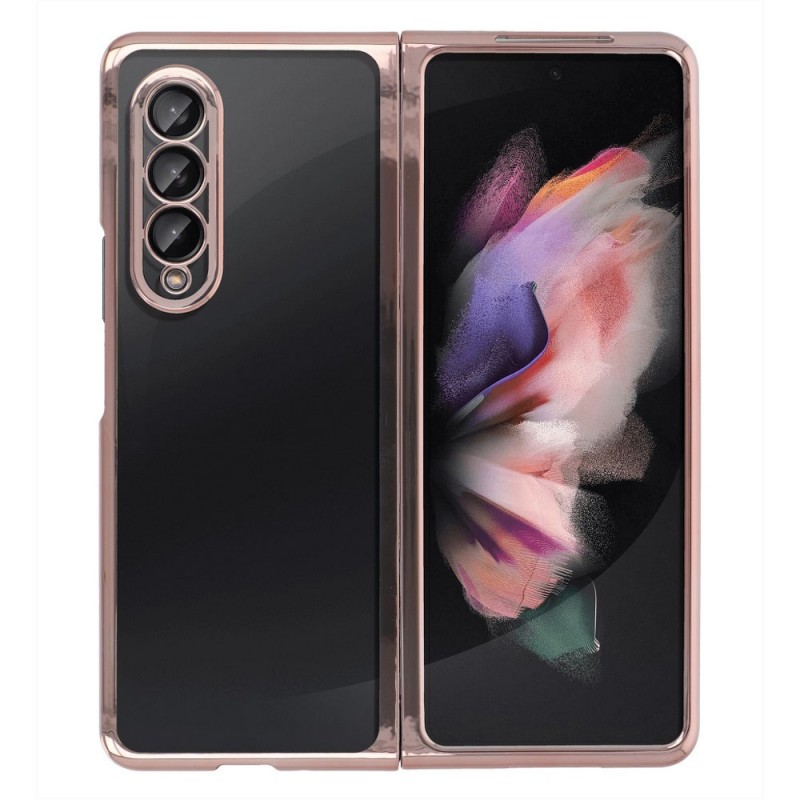 Пластмасов прозрачен кейс MBX с кант, За Samsung Galaxy Z Fold3 5G, Розово-златен