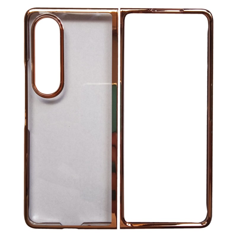 Пластмасов прозрачен кейс MBX с кант, За Samsung Galaxy Z Fold4 5G, Розово-златен