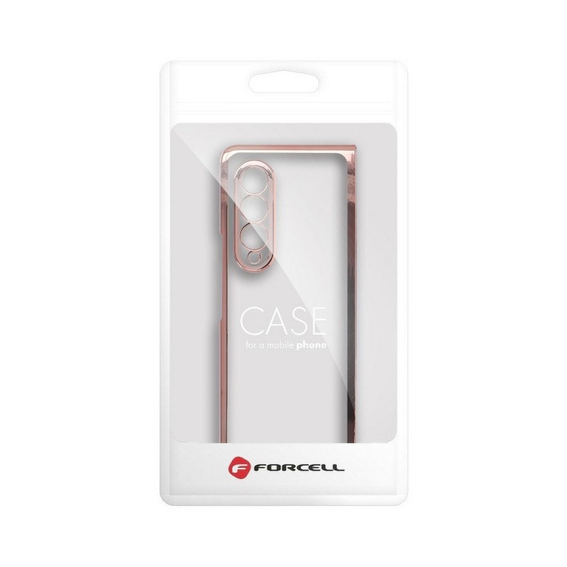 Пластмасов прозрачен кейс MBX с кант, За Samsung Galaxy Z Fold4 5G, Розово-златен