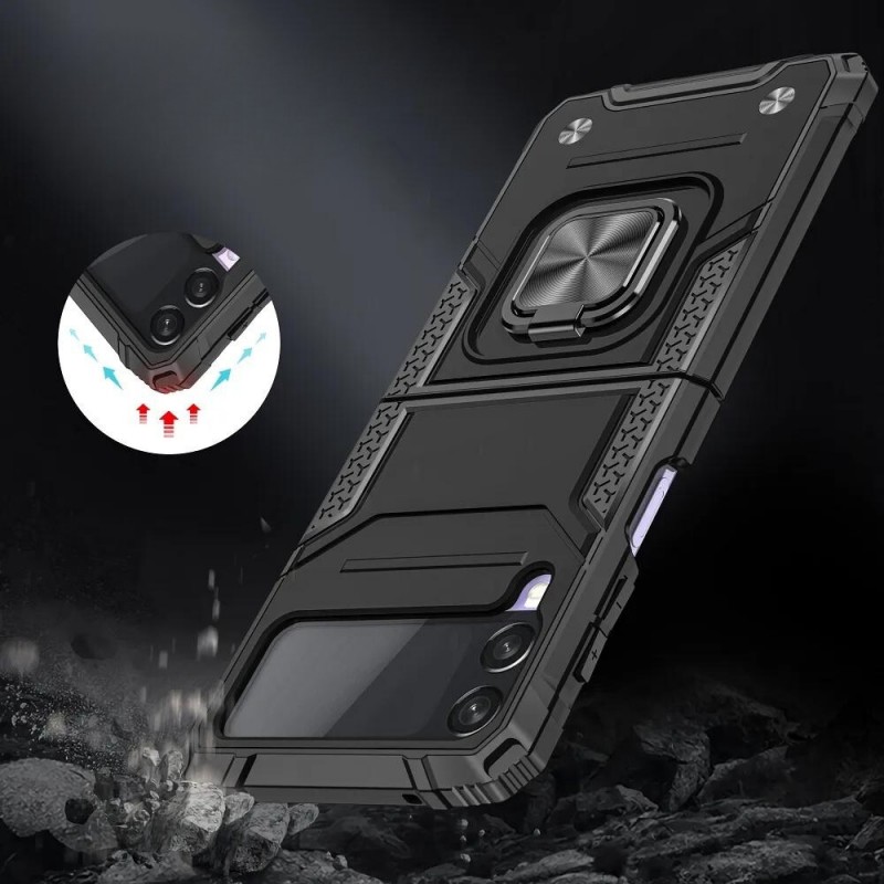 Подсилен кейс bSmart Ring Armor, За Samsung Galaxy Z Flip4 5G, Черен