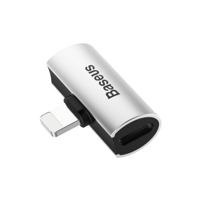 Преходник адаптер Lightning към 2 x Lightning, Baseus L46, Сребрист