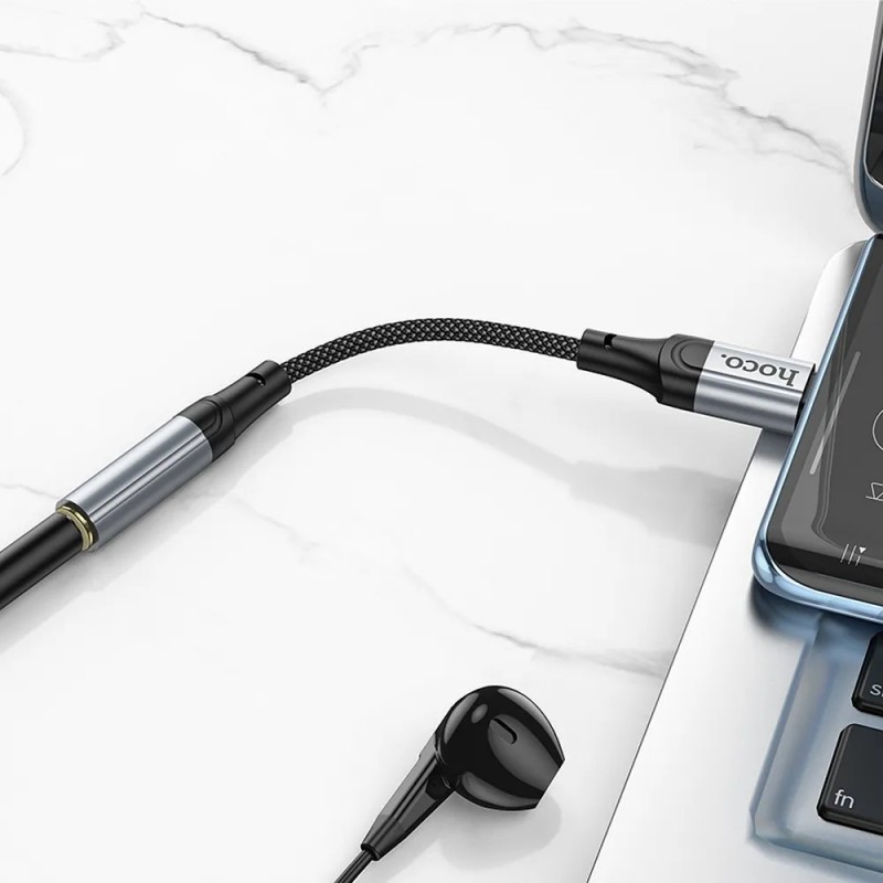 Преходник адаптер OTG USB-C към 3.5мм женско, HOCO LS36,Черен