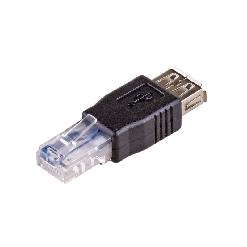 Преходник адаптер Akyga AK-AD-27, женско USB към RJ45, Черен