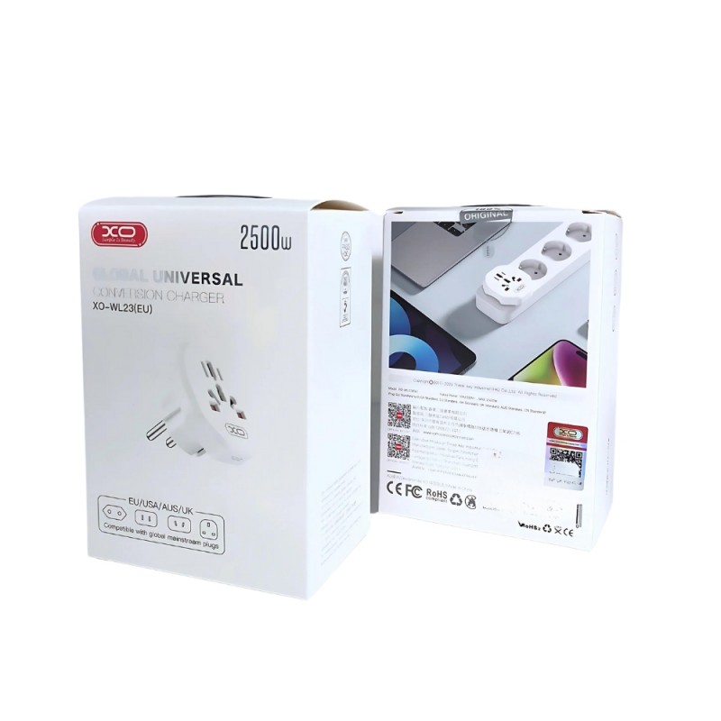 Преходник XO Plug Adapter WL23, UK to Europe, Бял