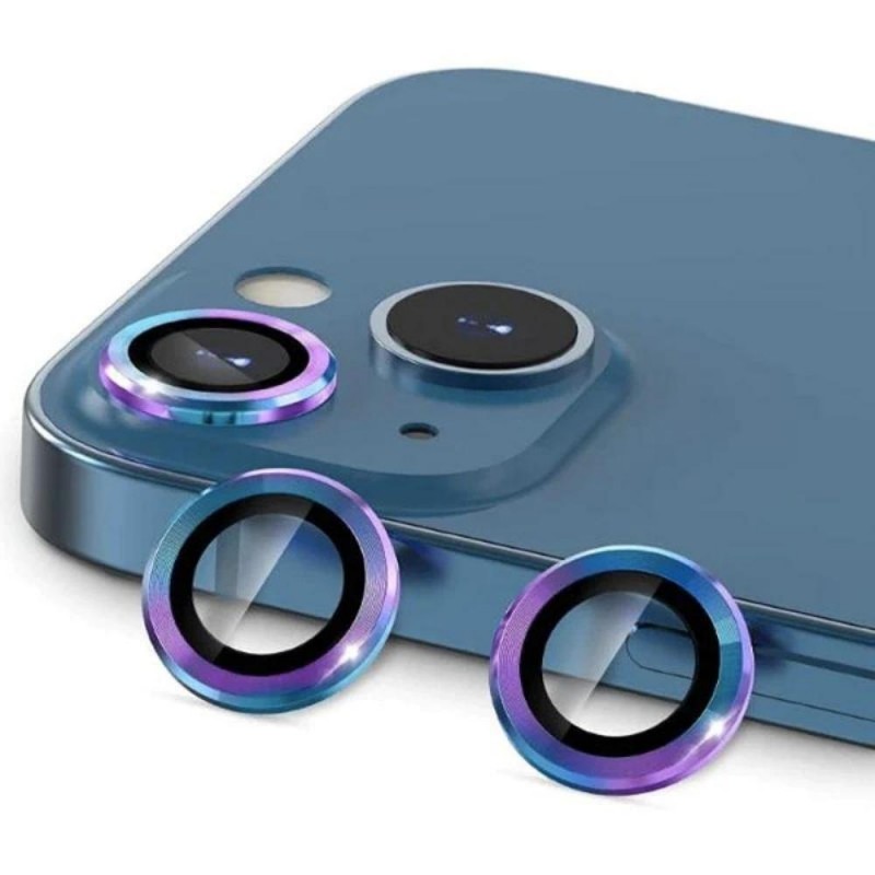 Стъклен протектор с метални рингове за задна камера MBX за Apple iPhone 13, 13 Mini, Mногоцветен