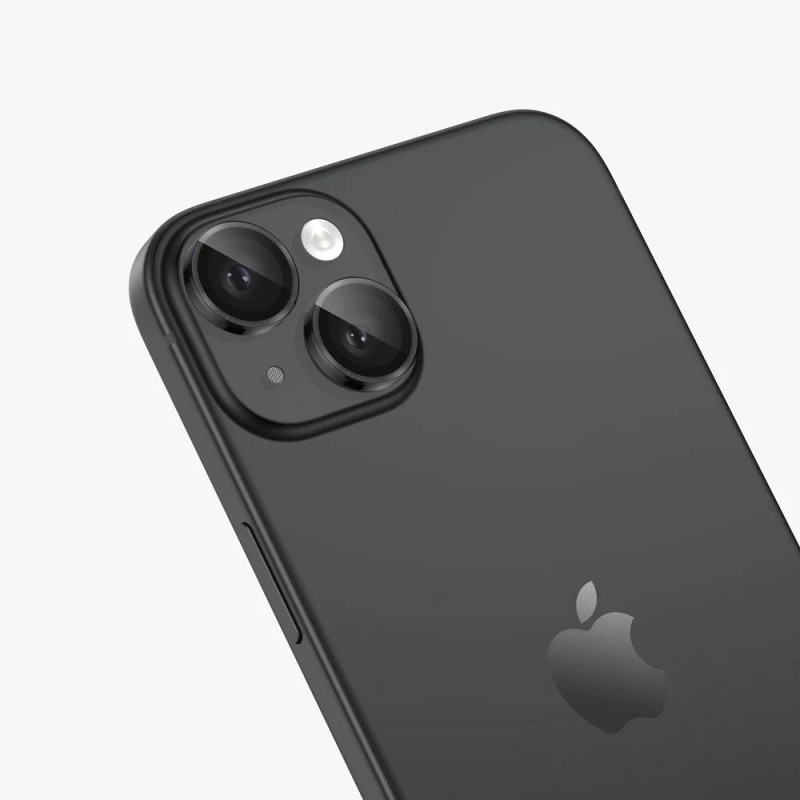 Стъклен протектор с метални рингове за задна камера MBX за Apple iPhone 15, 15 Plus, Черен