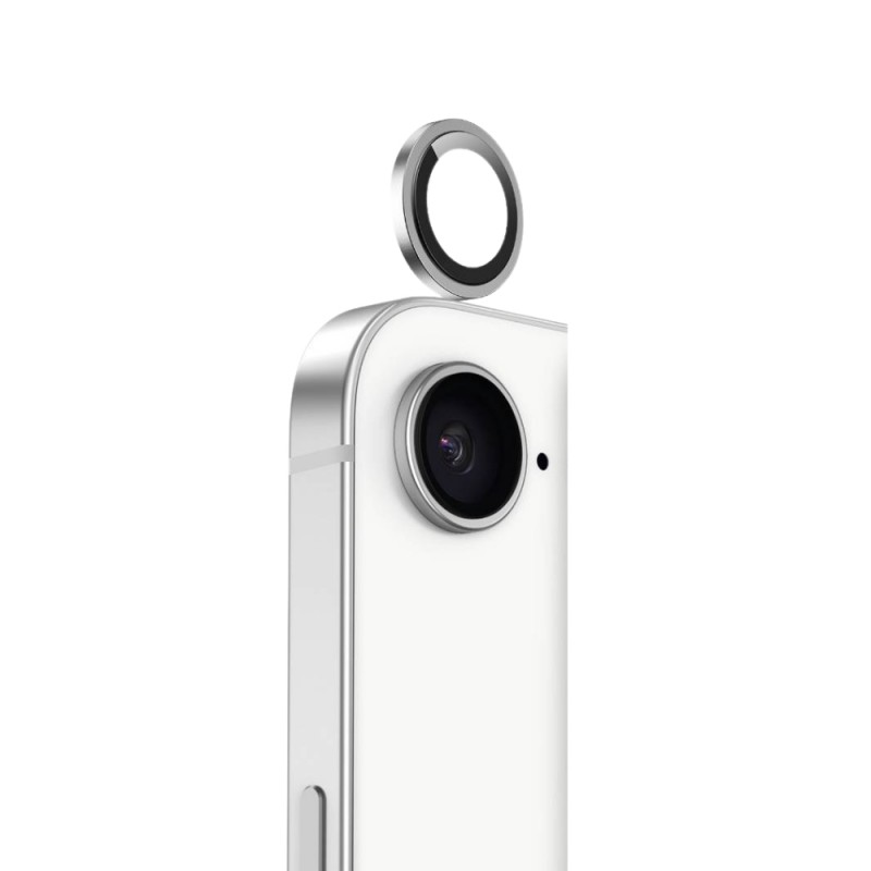 Стъклен протектор с метални рингове за задна камера MBX за Apple iPhone 16e, Сребрист