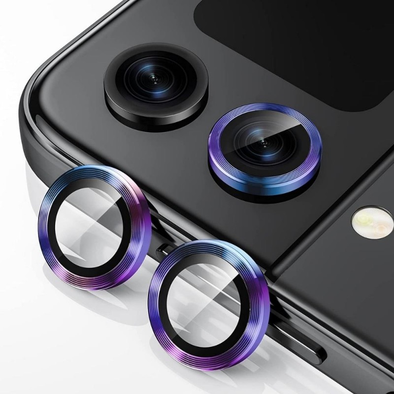 Стъклен протектор с метални рингове за задна камера MBX за Samsung Galaxy Z Flip4 5G, Многоцветен