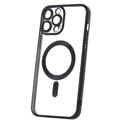 Силиконов кейс bSmart Chrome Magsafe с протектори за камерите, За iPhone 13 Pro Max (6.7), Черен