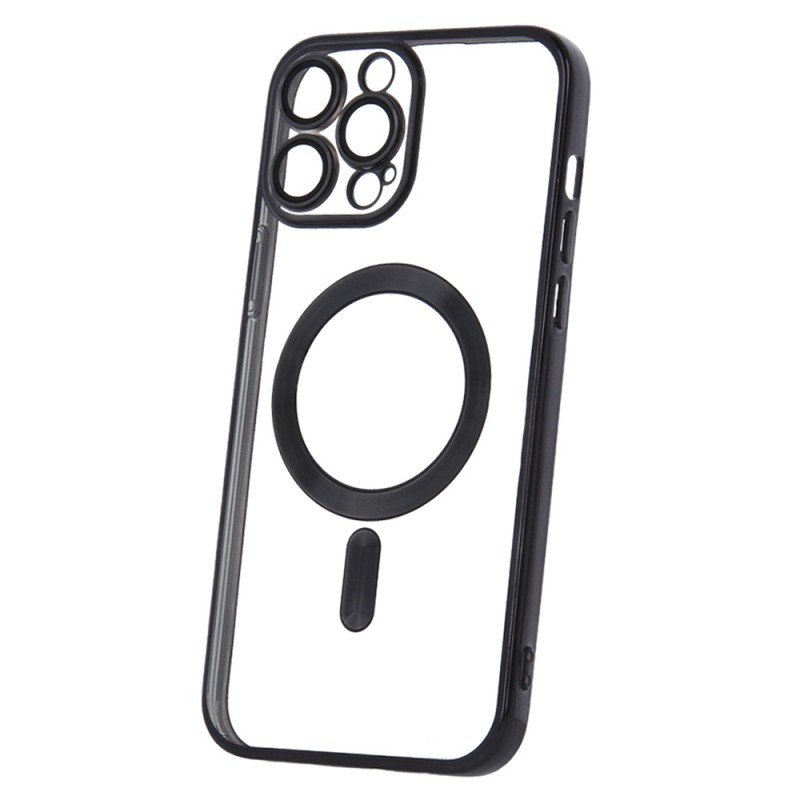 Силиконов кейс bSmart Chrome Magsafe с протектори за камерите, За iPhone 13 Pro Max (6.7), Черен