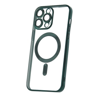 Силиконов кейс bSmart Chrome Magsafe с протектори за камерите, За iPhone 14 Pro Max (6.7), Тъмнозелен