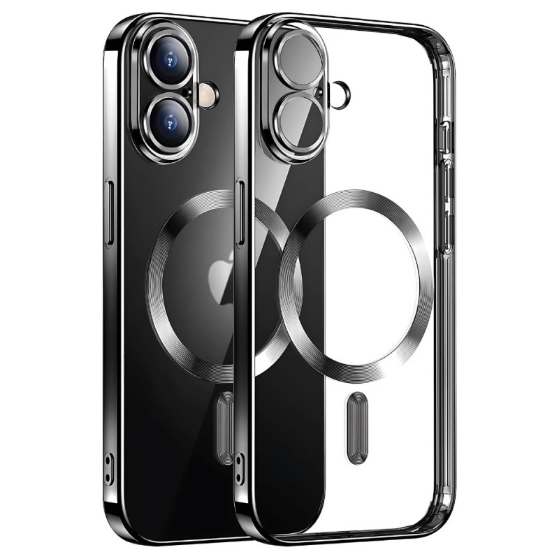 Силиконов кейс bSmart Chrome Magsafe с протектори за камерите, За iPhone 17 (6.3), Черен