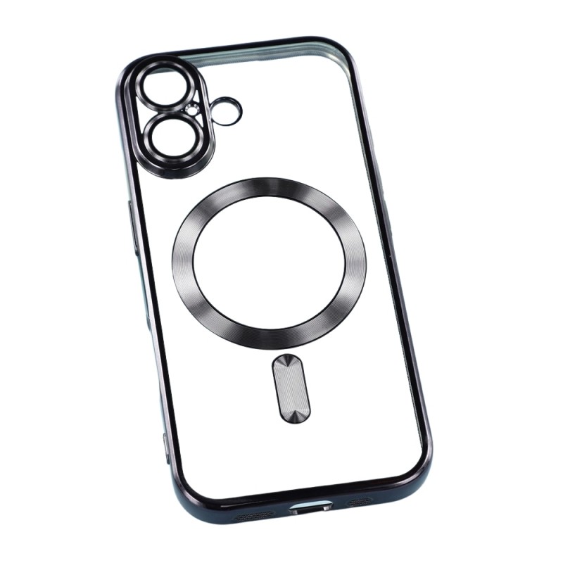 Силиконов кейс bSmart Chrome Magsafe с протектори за камерите, За iPhone 17 (6.3), Черен