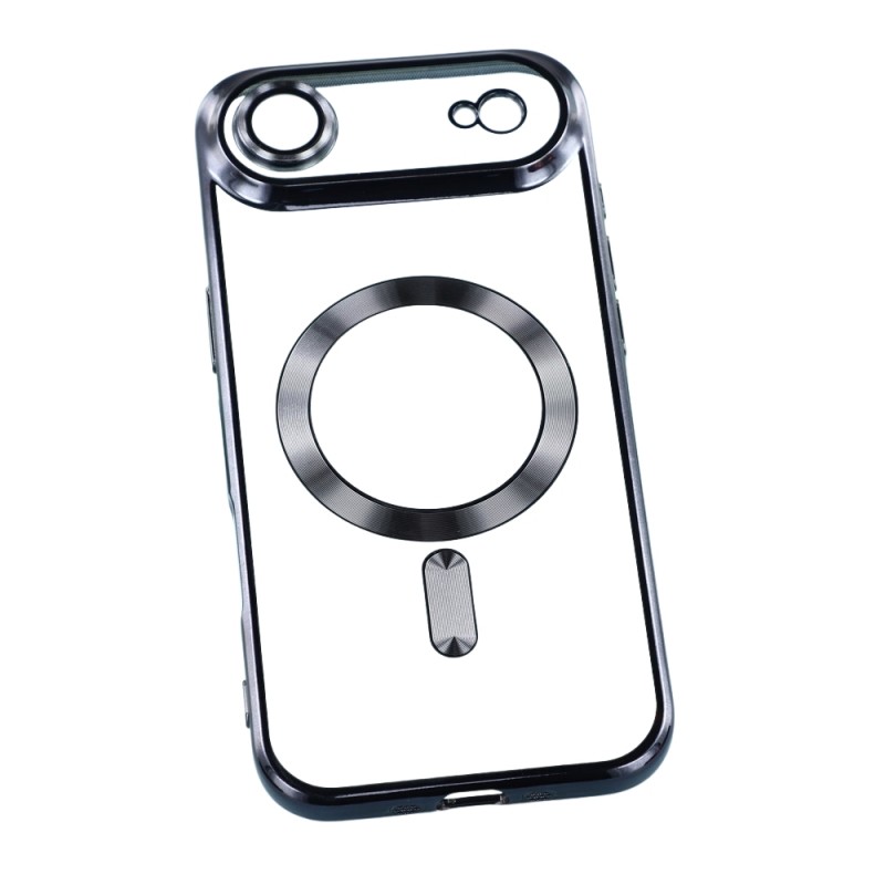 Силиконов кейс bSmart Chrome Magsafe с протектори за камерите, За iPhone 17 Air (6.9), Черен