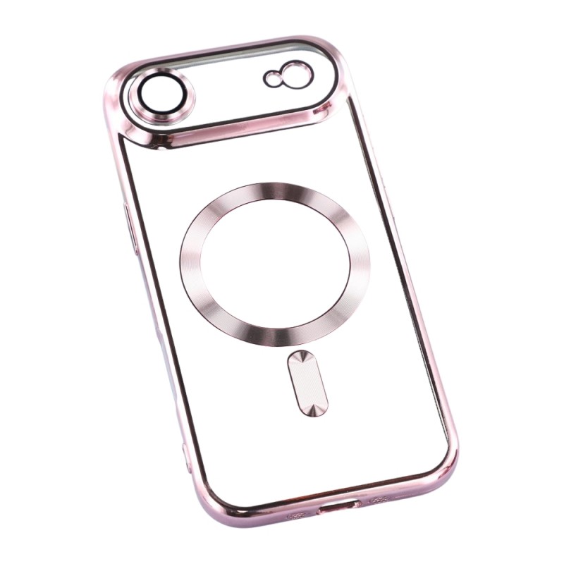 Силиконов кейс bSmart Chrome Magsafe с протектори за камерите, За iPhone 17 Air (6.9), Розово-златен