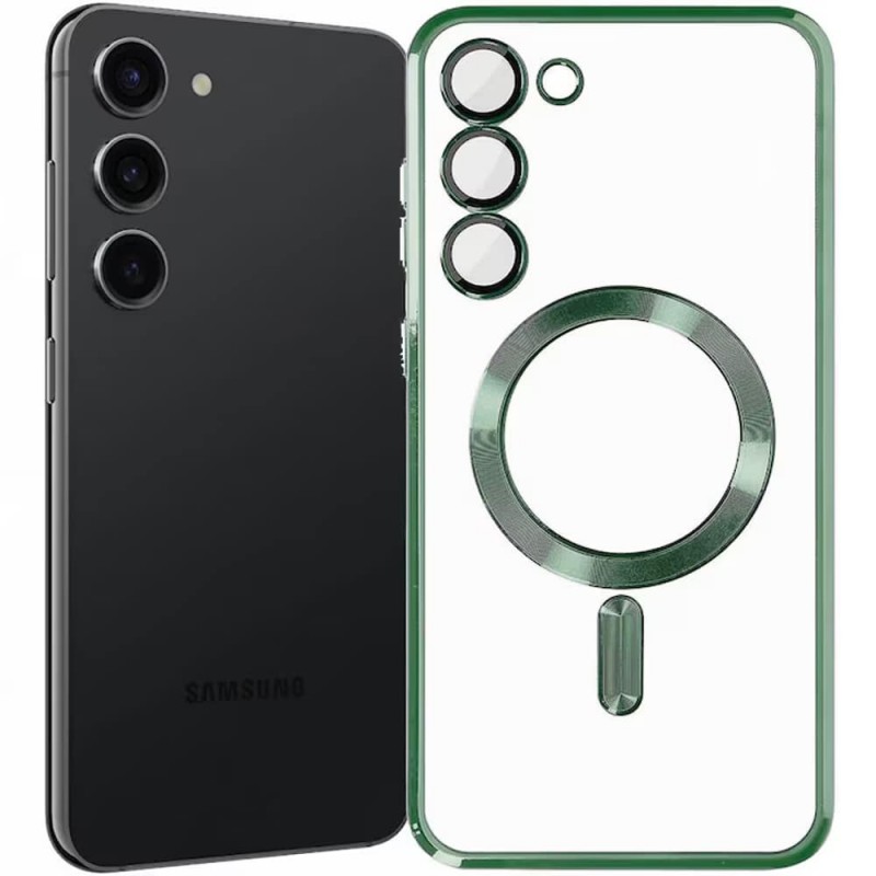 Силиконов кейс bSmart Chrome Magsafe с протектори за камерите, За Samsung Galaxy A27, Зелен