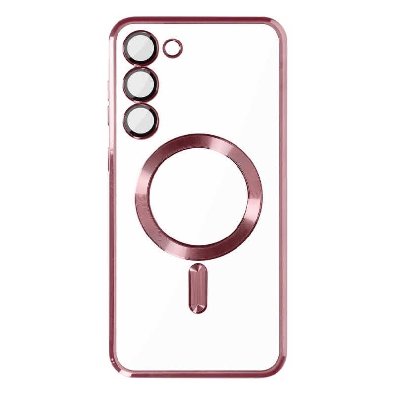 Силиконов кейс bSmart Chrome Magsafe с протектори за камерите, За Samsung Galaxy S24 FE, Розово-златен