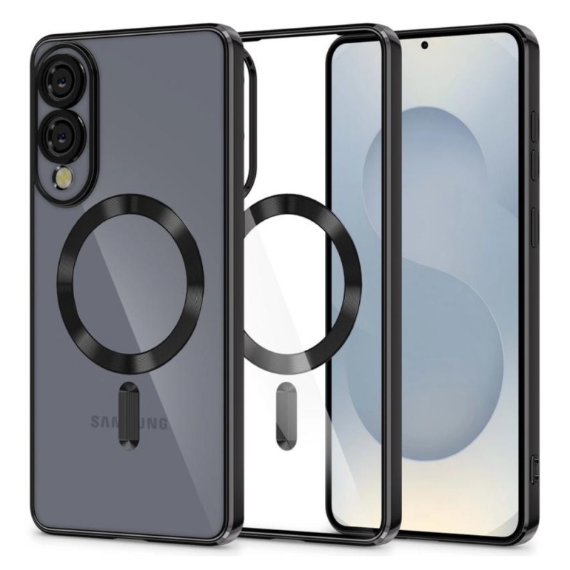Силиконов кейс bSmart Chrome Magsafe с протектори за камерите, За Samsung Galaxy S25 Edge, Черен
