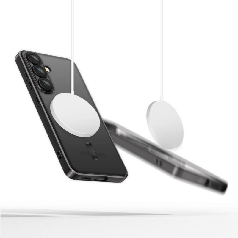 Силиконов кейс bSmart Chrome Magsafe с протектори за камерите, За Samsung Galaxy S25 Edge, Черен