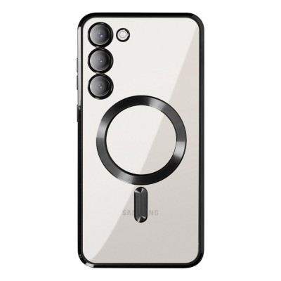 Силиконов кейс bSmart Chrome Magsafe с протектори за камерите, За Samsung Galaxy S25 Plus, Черен