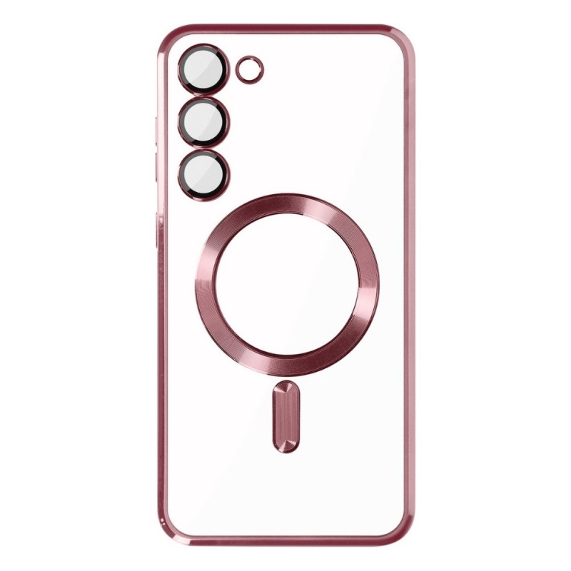 Силиконов кейс bSmart Chrome Magsafe с протектори за камерите, За Samsung Galaxy S25, Розово-златен