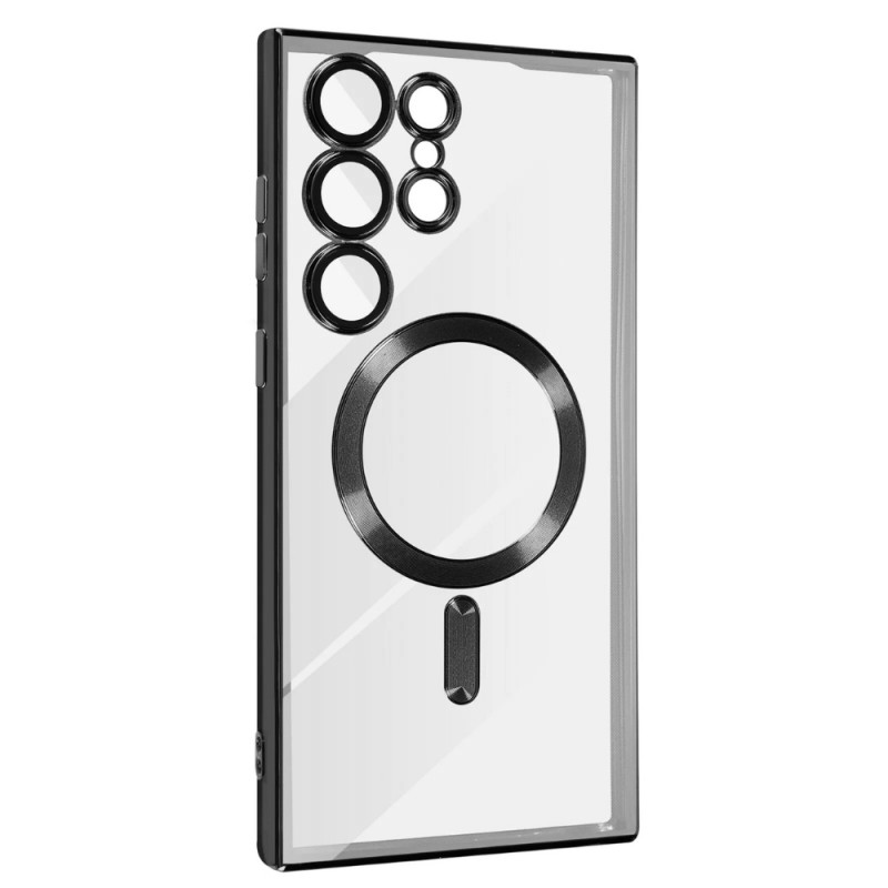 Силиконов кейс bSmart Chrome Magsafe с протектори за камерите, За Samsung Galaxy S25 Ultra, Черен