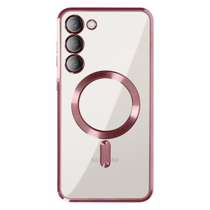 Силиконов кейс bSmart Chrome Magsafe с протектори за камерите, За Samsung Galaxy S26, Розово-златен