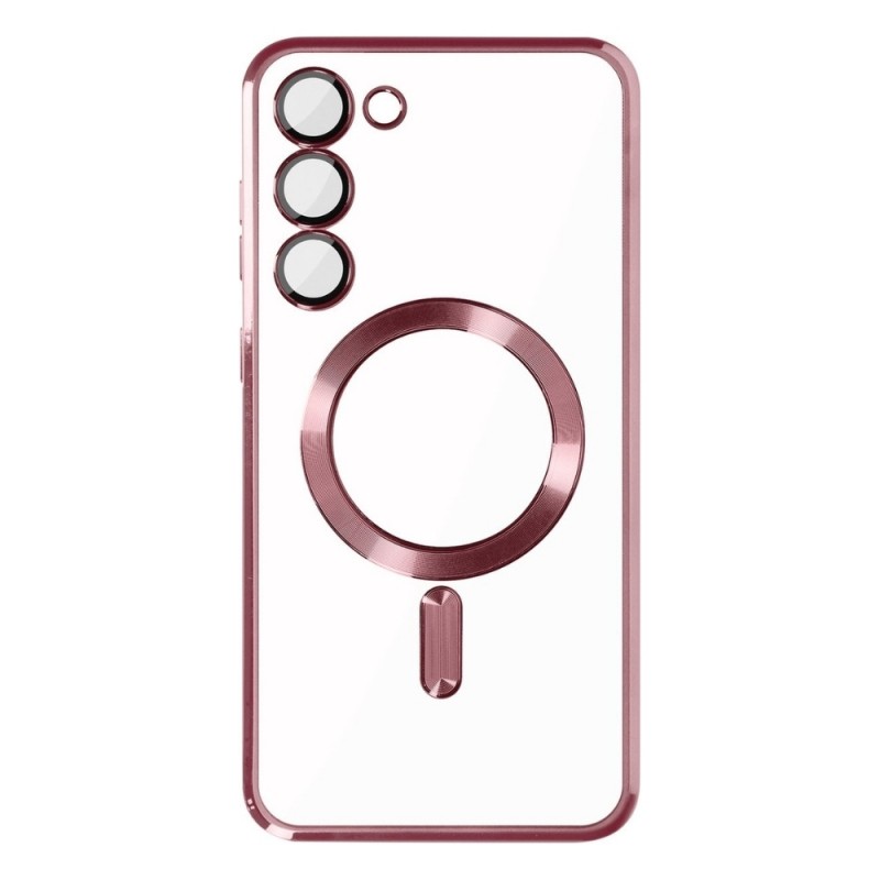 Силиконов кейс bSmart Chrome Magsafe с протектори за камерите, За Samsung Galaxy S26, Розово-златен