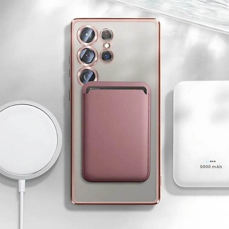 Силиконов кейс bSmart Chrome Magsafe с протектори за камерите, За Samsung Galaxy S26 Ultra, Розово-златен