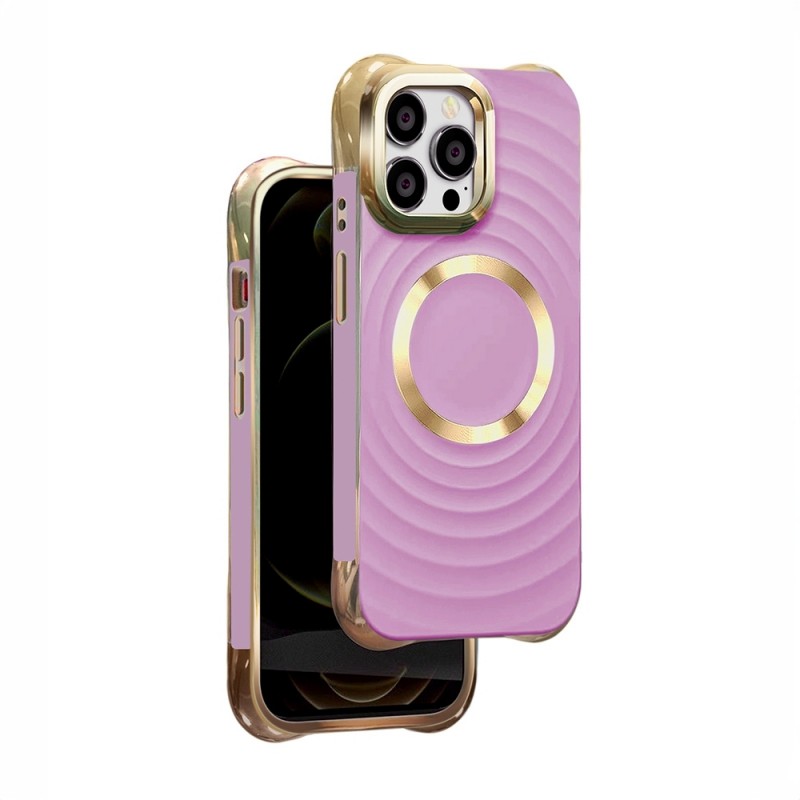 Силиконов кейс Circle Glam Magsafe, За iPhone 15 (6.1), Пурпурен