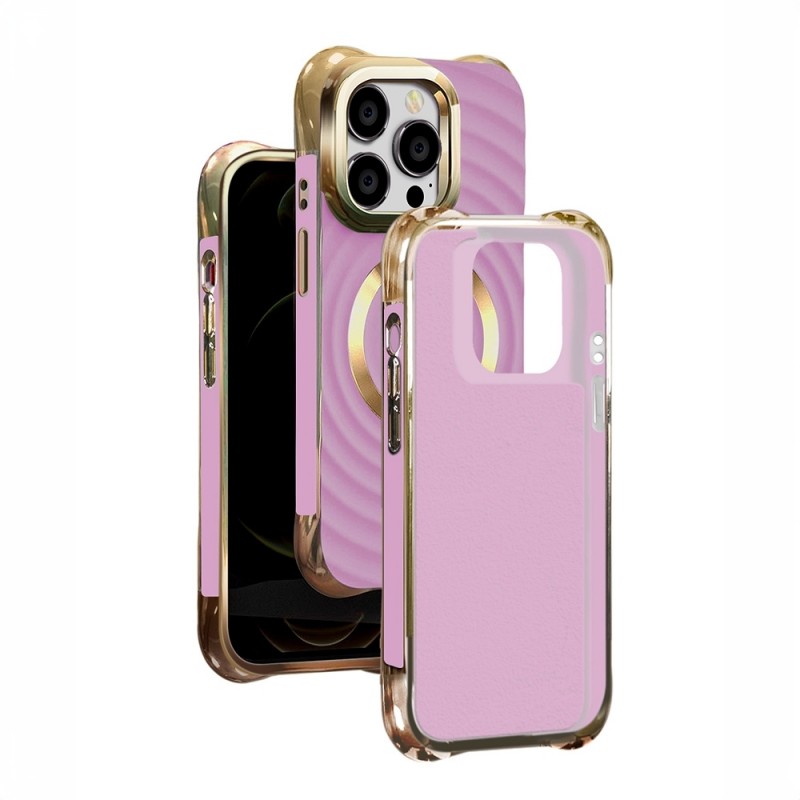 Силиконов кейс Circle Glam Magsafe, За iPhone 15 (6.1), Пурпурен