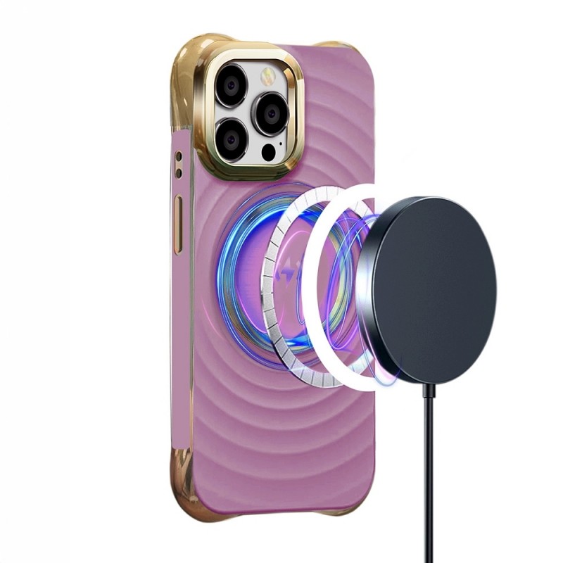 Силиконов кейс Circle Glam Magsafe, За iPhone 15 (6.1), Пурпурен